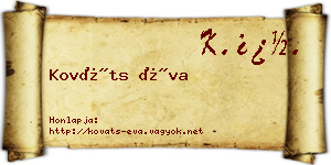 Kováts Éva névjegykártya